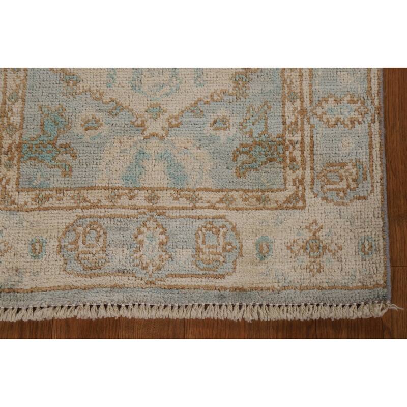 Hand Knotted Oriental 100% Wool Carpet Transitional Geometric Beige & Ivories Oushak Area Rug - 3' 0'' X 2' 0''