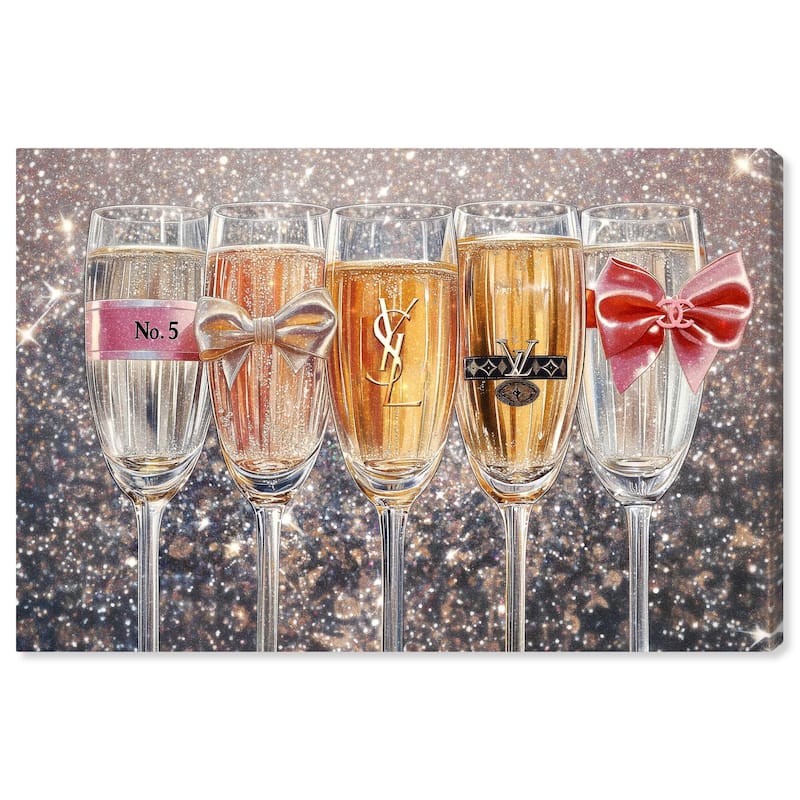 Champagne Glasses Glitz Canvas by Art Remedy, Gallery Wrapped - 24" x 16"