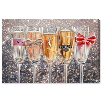 Champagne Glasses Glitz Canvas by Art Remedy, Gallery Wrapped