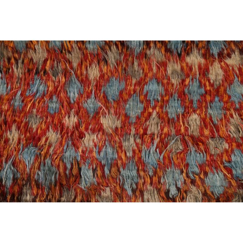 Hand Knotted Oriental 100% Wool Carpet Modern All-Over Oranges & Rust Moroccan Area Rug - 9' 6'' X 7' 2''