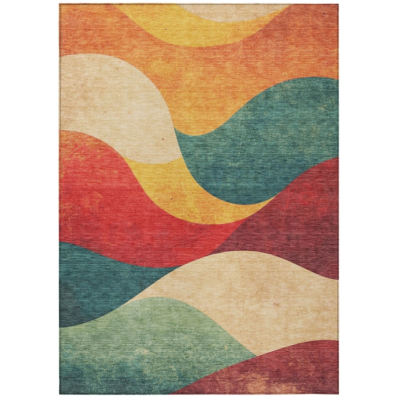 Machine Washable Indoor/Outdoor Soft Contemporary Chantille Rug