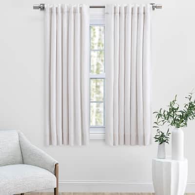 Serene Premium Linen-Cotton Blend Rod Pocket W Back Tabs short Curtain Panel
