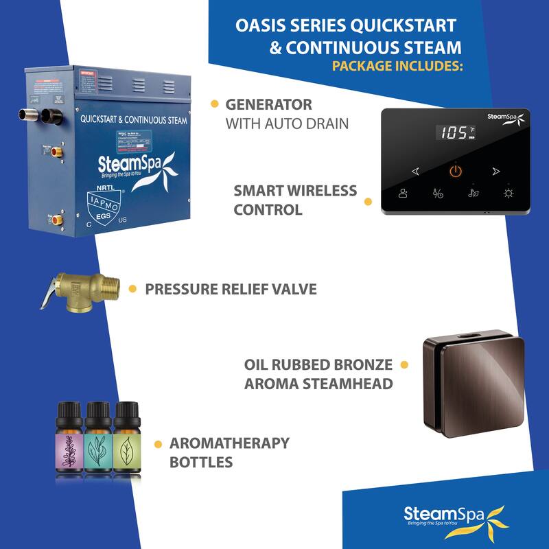 Oasis Series 6000-Watts Steam Generator with Continuous Steam Plus Fully Wireless Handheld Control