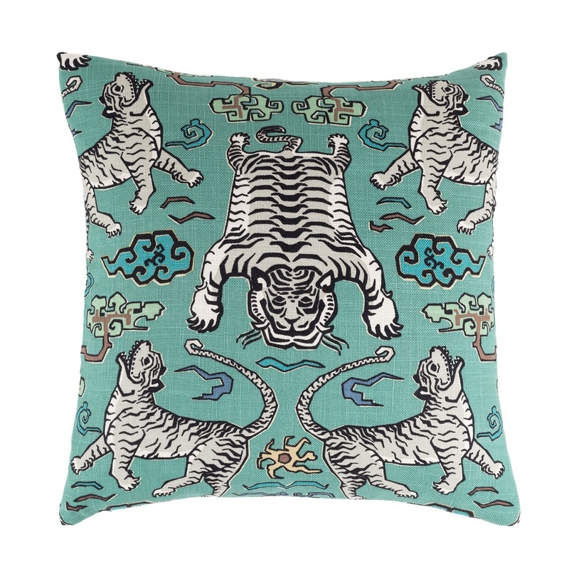 Sherry Kline 22-inch Tiger Land Feather Down Fill Pillow Black, Pink, Gold, Teal Color Options