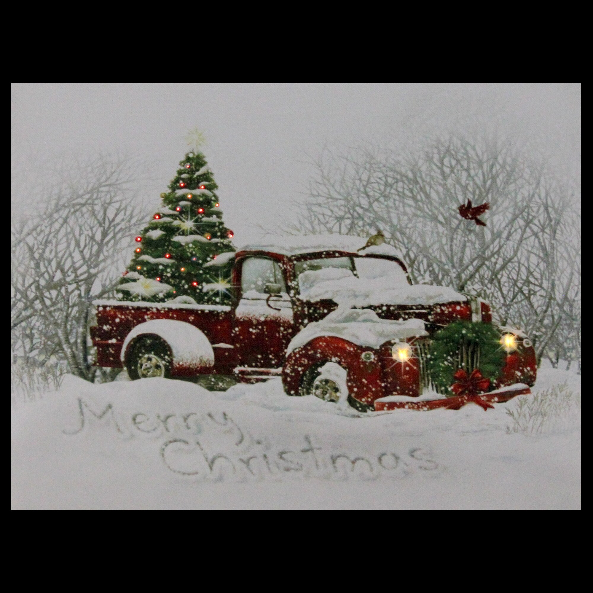 Shop Led Fiber Optic Red Truck And Tree Christmas Canvas Wall Art 15 75 X 12 Overstock 25368115