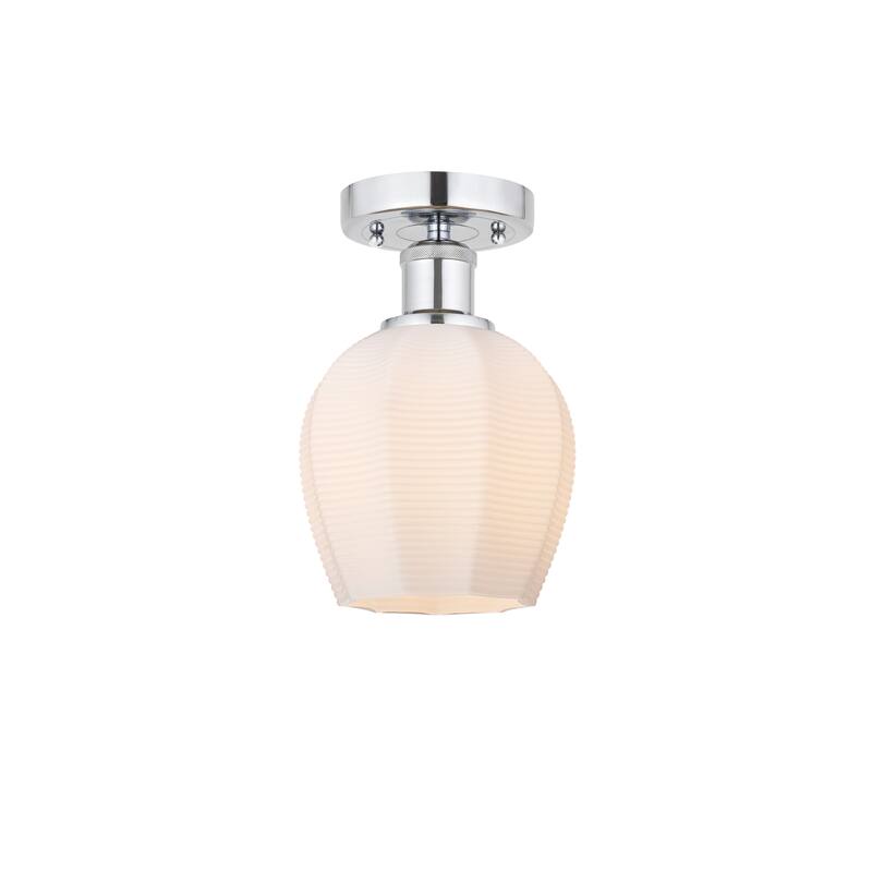 Innovations Lighting Edison Norfolk - 1 Light 6" Semi-Flush Mount - Polished Chrome/Matte White