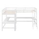 preview thumbnail 28 of 28, Wood Twin Size L-Shaped Loft Bed with Ladder, 2 Built-in Desks, Solid Pine Construction, No Box Spring Required, Grey