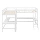 preview thumbnail 18 of 22, Wood Twin Size L-Shaped Loft Kids Bed Frame with Ladder, 2-Built-in Desks, No Box Spring Required, Easy to Assemble, Grey