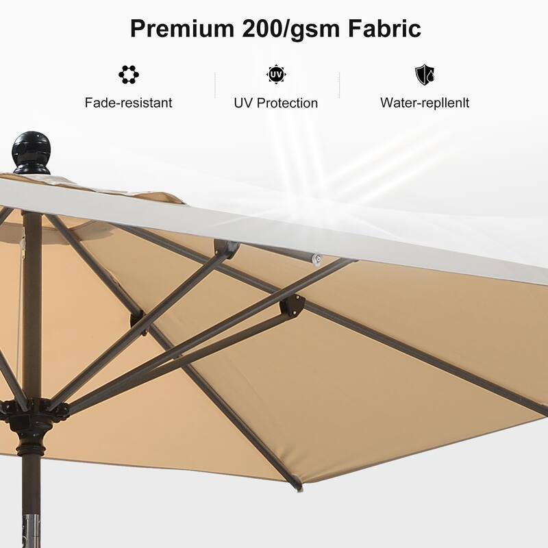 PURPLE LEAF Heavy-duty Crank and Tilt Table Umbrella Outdoor Patio Market Umbrella