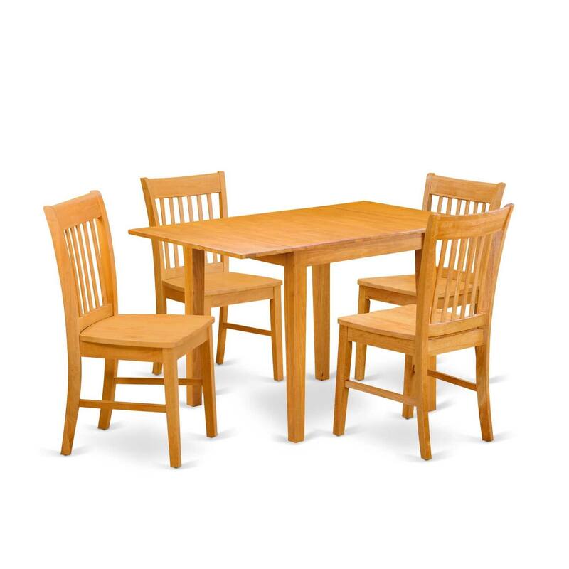 5-Piece Natural Oak Finish Solid Wood Top Dining Room Set (Seats-4)
