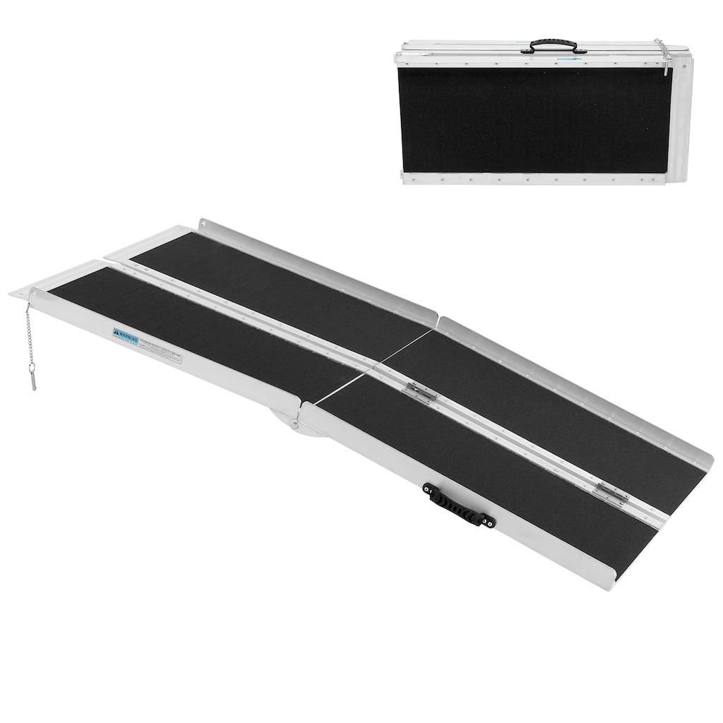 5FT Non-Skid Traction Folding Aluminum Wheelchair Ramp Scooter Mobility Handicap Ramps for Home Steps, Suitcase with Handle