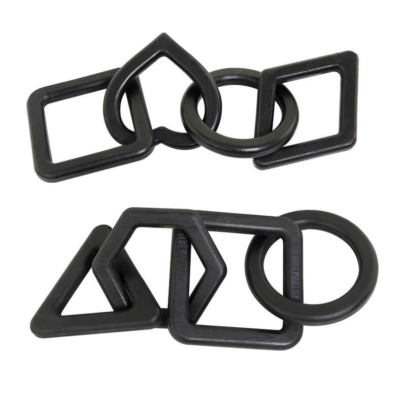CosmoLiving by Cosmopolitan Geometric Wood Chain Sculpture (Set of 2, Set of 3) - Black, White, Brown