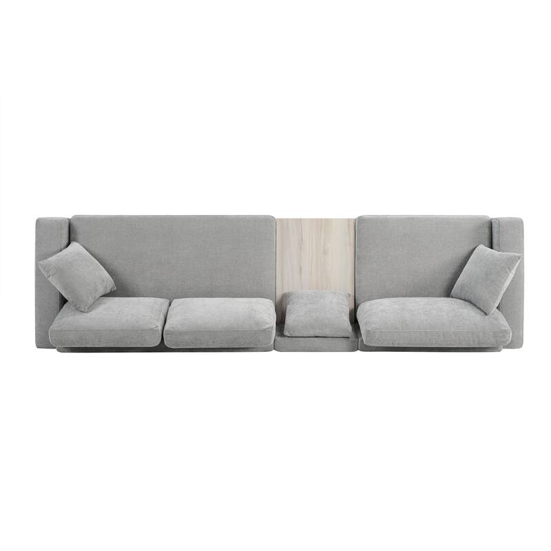 Christopher Knight Home - Havencrest 111.8" Modern Upholstered Modular Sofa with Storage Armrest Center Console