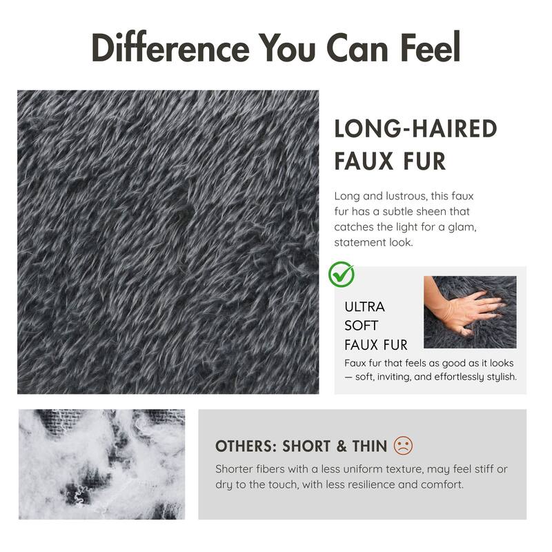 Furniture of America Cynra Modern 45-inch Faux Fur Swivel Arm Chair with Ball Pillow