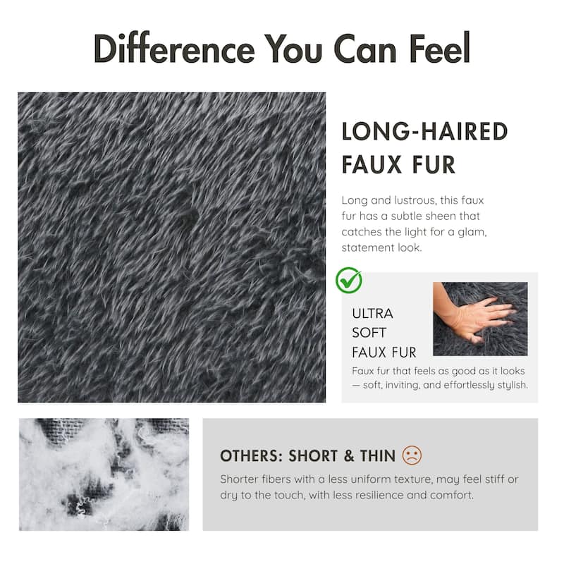 Furniture of America Cynra Modern 82-inch Faux Fur Sofa with Ball Pillow