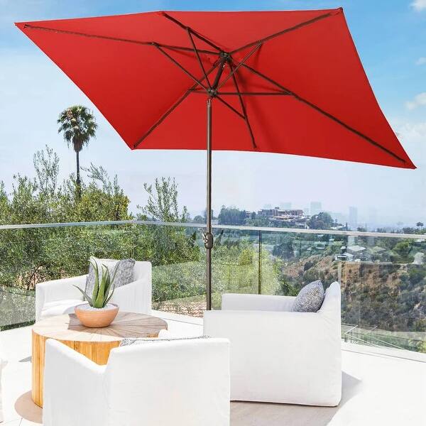 Zenova 10ft x 6.5ft Rectangle Patio Umbrella Sun Shade Umbrella Bed