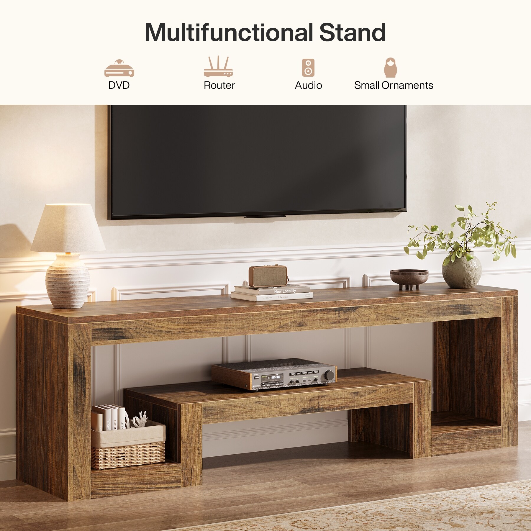 63'' TV Stand for 55/60/65-Inch TVs, Entertainment Center with