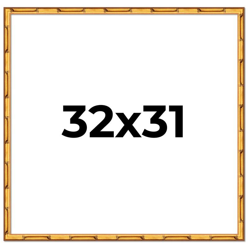 32x31 Frame Gold Bamboo Picture Frame Modern Photo Frame Includes UV Acrylic Shatter Guard Front Acid Free Foam Backing Board