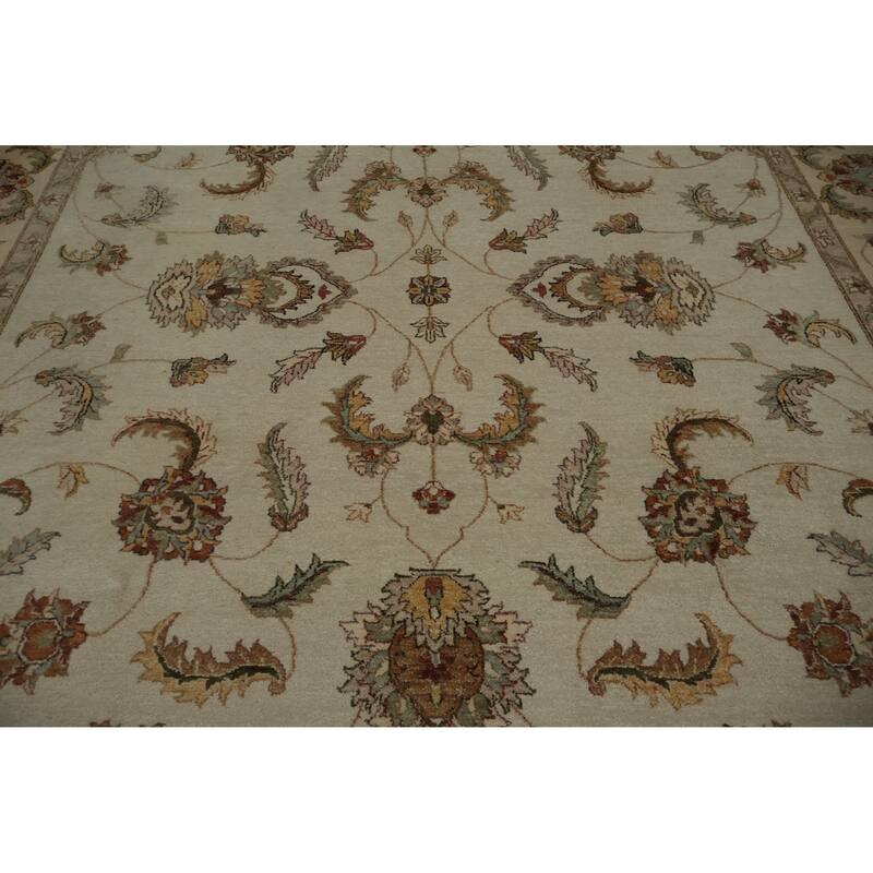 Hand Knotted Oriental 100% Wool Carpet Traditional All-Over Beige & Ivories Peshawar Area Rug - 12' 4'' X 8' 10''