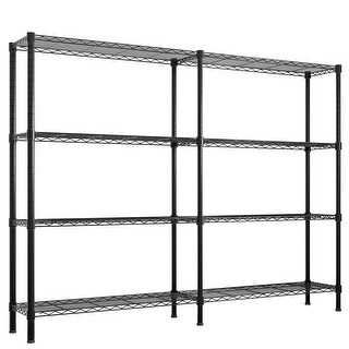 4-Tier Double-Sided Black Iron Display Rack with Adjustable Shelves and ...