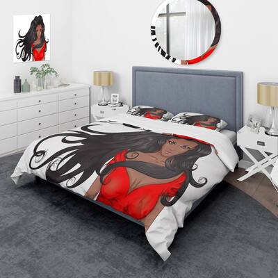 Designart 'Portrait of African American Woman XIV' Modern Duvet Cover Set