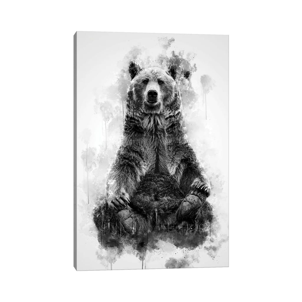 iCanvas "Brown Bear Black And White" by Cornel Vlad Canvas Print