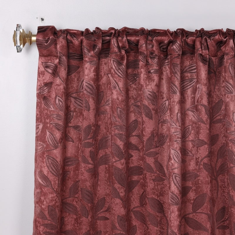 Superior Leaves Machine Washable Room Darkening Curtains with Back Tabs, Set of 2