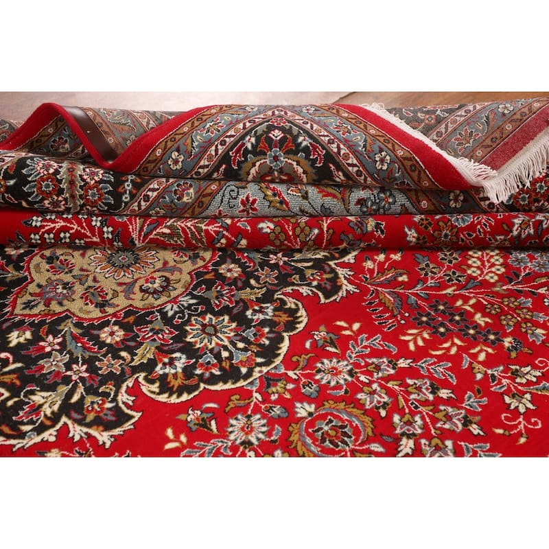 Medallion / Floral Red Kashan Turkish Area Rug Machine Made Carpet - 9'9" x 12'11"