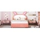 preview thumbnail 16 of 15, Charming Upholstered Platform Bed with Trundle and Drawers for Kids