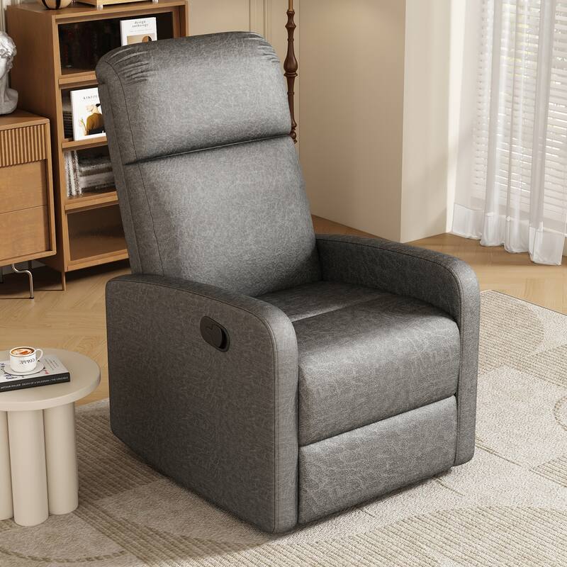 Manual Upholstered Recliner Chair, Modern Recliner Adjustable Single Sofa Chair, High Back Lounge Chairs for Living Room - Grey