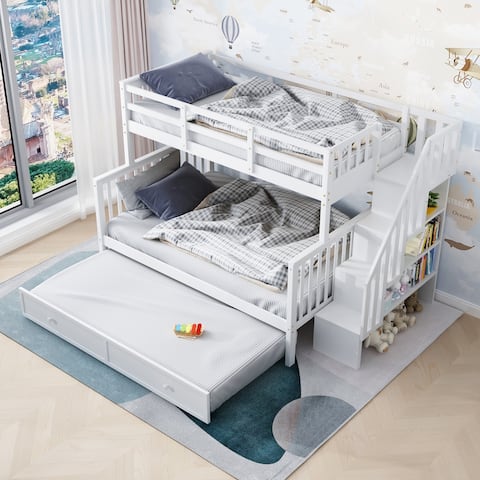 Modern Twin-Over-Full Bunk Bed with Twin size Trundle