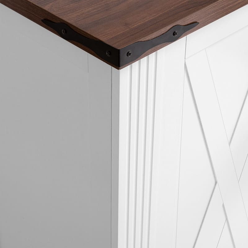 63" Farmhouse Buffet Cabinet with Storage Barn Door and Drawers for Kitchen or Dining Room Use
