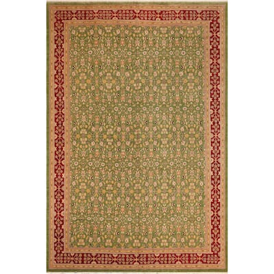 Boho Chic Ziegler Enedina Green Red Hand-Knotted Wool Rug - 11'10'' x 17'10''