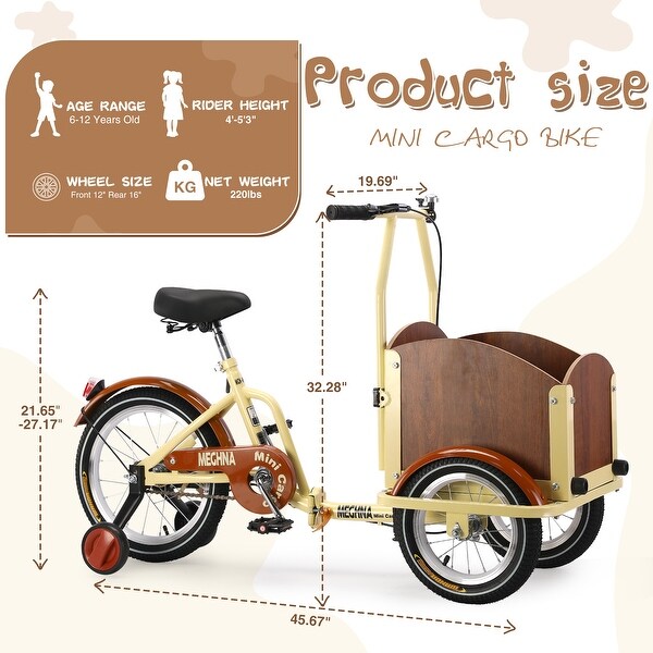 Outdoor Foldable Mini Cargo Bike with Cargo Basket and Training