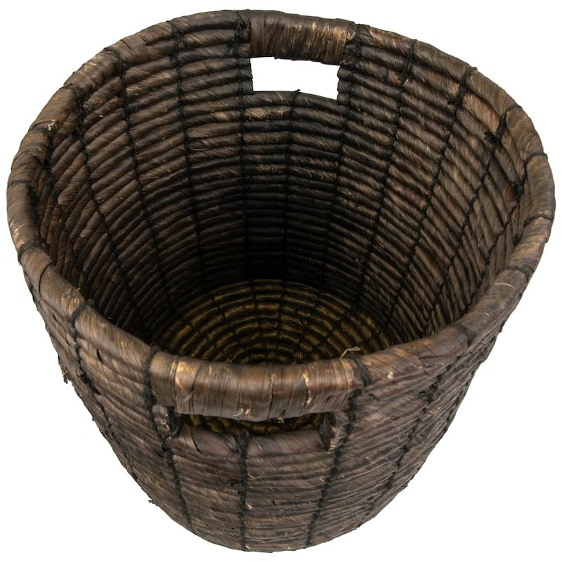 3 Dark Brown Natural Woven Table Floor Cylindrical Seagrass Baskets