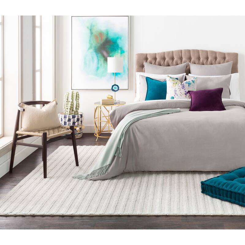 Strick & Bolton Carr Handwoven Viscose & Wool Area Rug - Light Grey - 2' x 3'