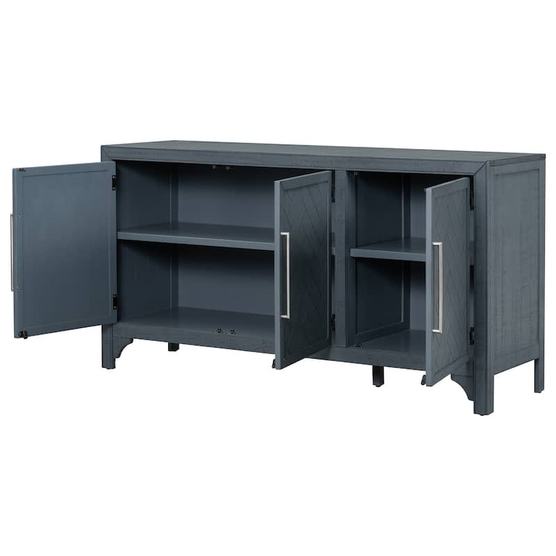 Designed Storage Sideboard Cabinet with Pine Veneer Finish,Buffet Cabinet with Adjustable Shelves