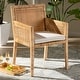 preview thumbnail 9 of 9, Karis Rattan Dining Chair - Handwoven Wicker Armchair with Mahogany Wood, Coastal Boho Style Indoor Seating
