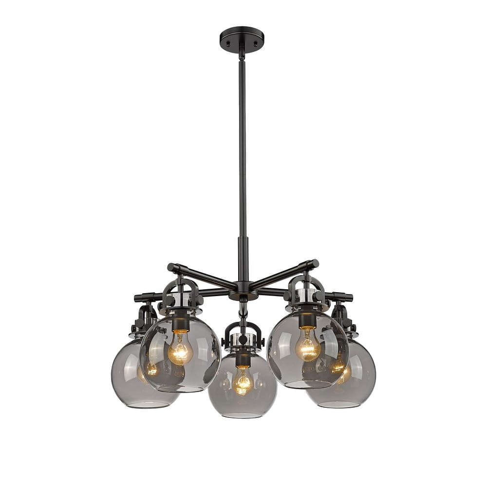 Innovations Lighting Newton Sphere - 5 Light 7" Stem Hung Chandelier.