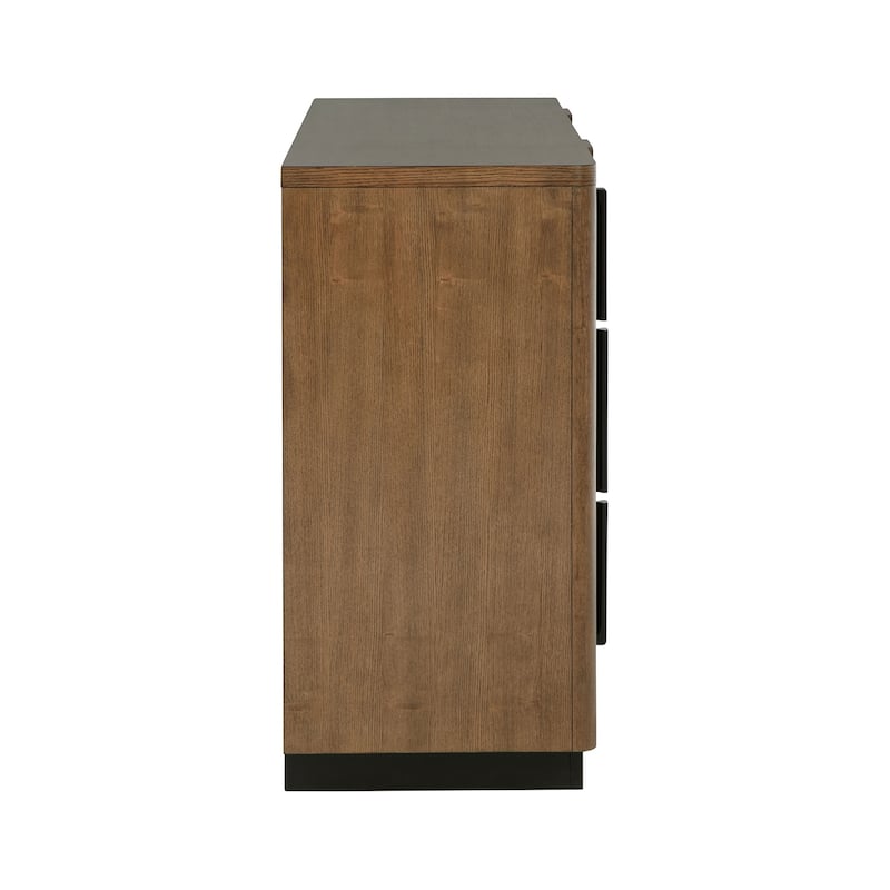 6 Drawers Wooden Dresser with Vertical Pulls in Ash Brown