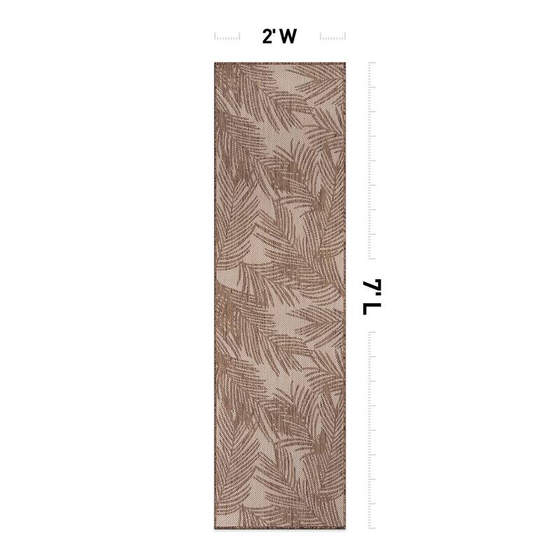 World Rug Gallery Contemporary Distressed Leaves Textured Flat Weave Indoor/Outdoor Area Rug