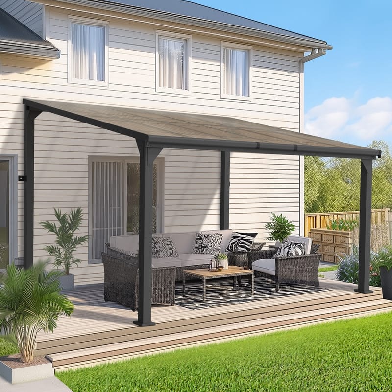 Hardtop Outdoor Gazebo Pergola Aluminum Framed with Sloping Pitched Roof for Garden, Patio, Backyard