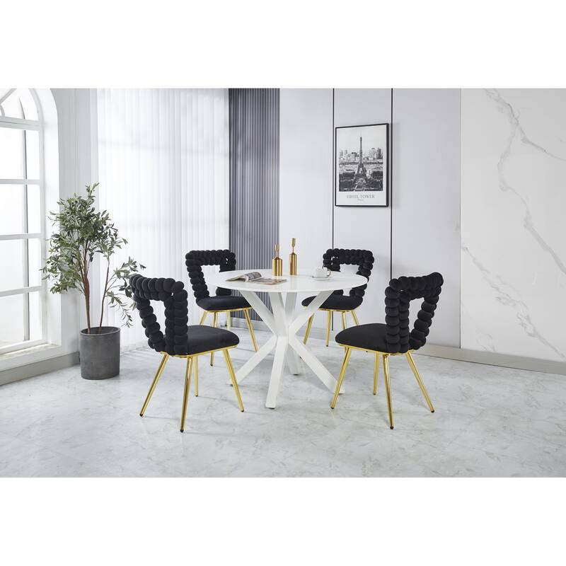Metal Frame Dining Chairs Set of 2, Upholstered Dining Room Chair Kitchen Chairs, Modern Accent Dining Chair