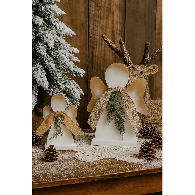 Small Wooden Amish Christmas Angels
