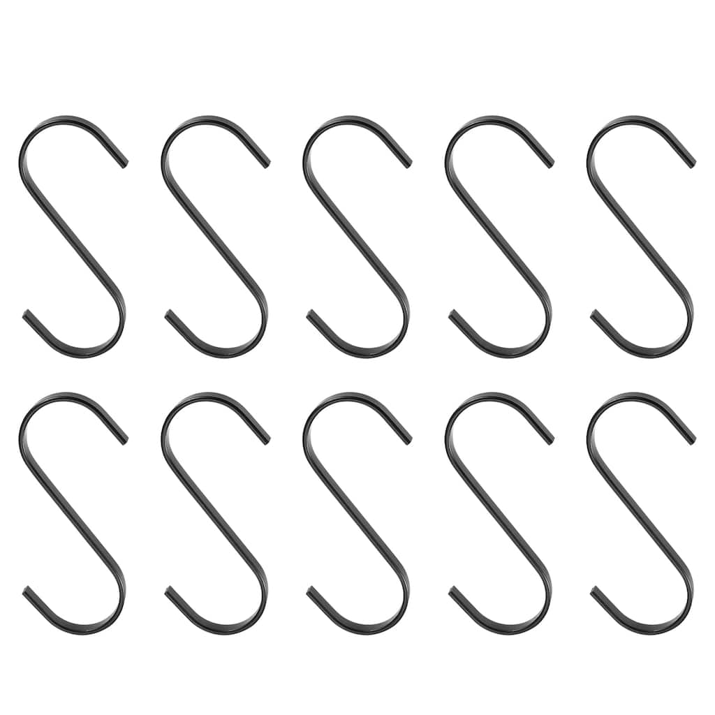 10Pcs 3.9" Flat S Hooks Hanging Hook for Home Kitchen Storage, 7.6mm