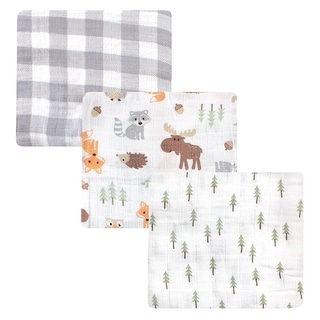 Hudson Baby Infant Boy Cotton Muslin Swaddle Blankets, Woodland 3-Pack, One Size - Woodland 3-Pack - 3-Pack
