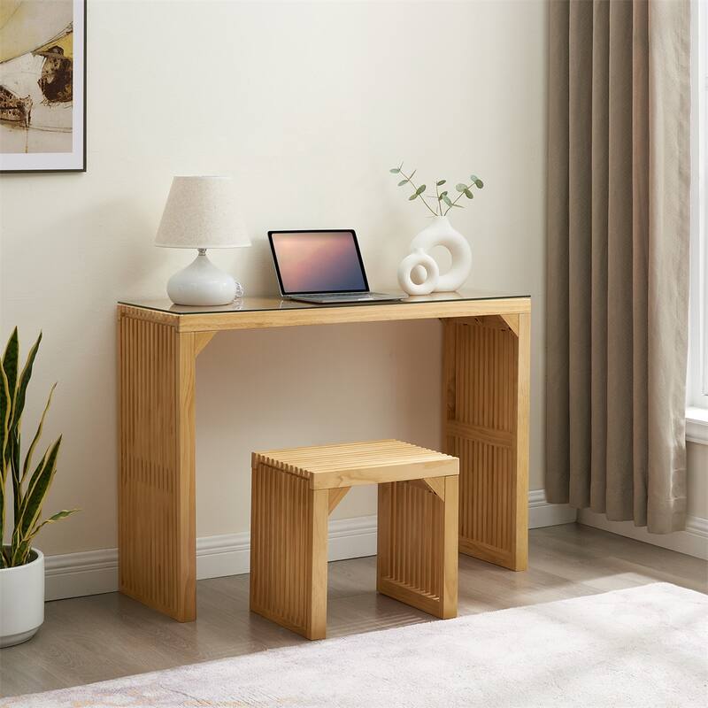 Multi-Functional Farmhouse Pine Wood Indoor Dining Stool and Table Set