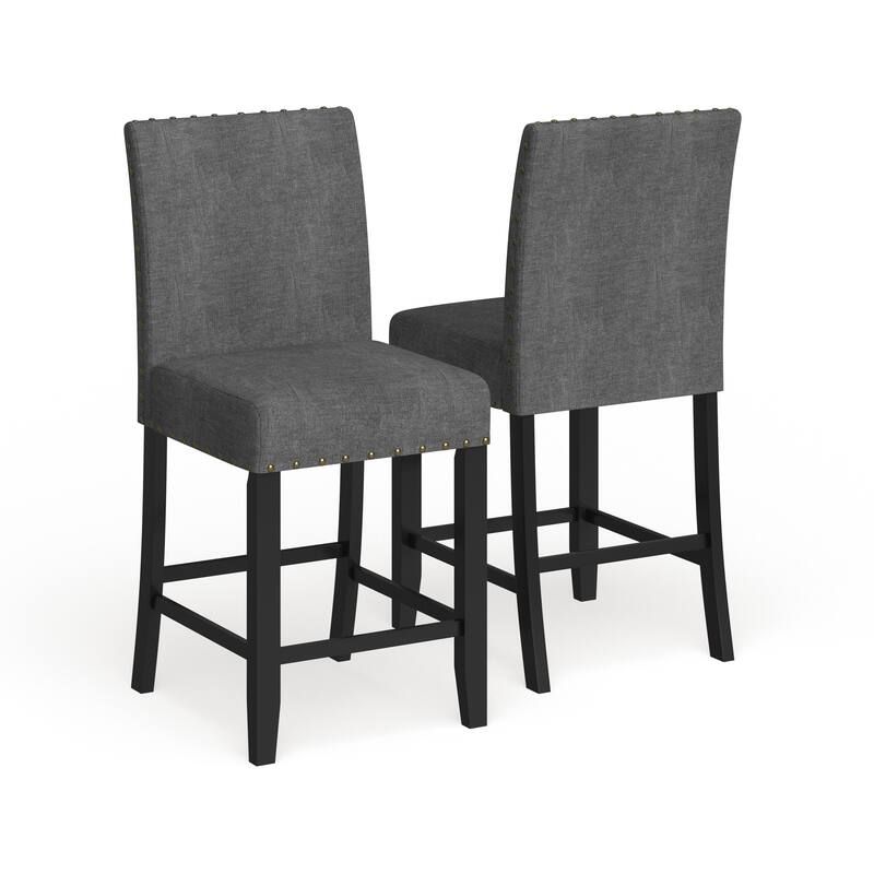 Strick & Bolton Gallaccio Contemporary 25-inch Fabric Stool (Set of 2) - Grey