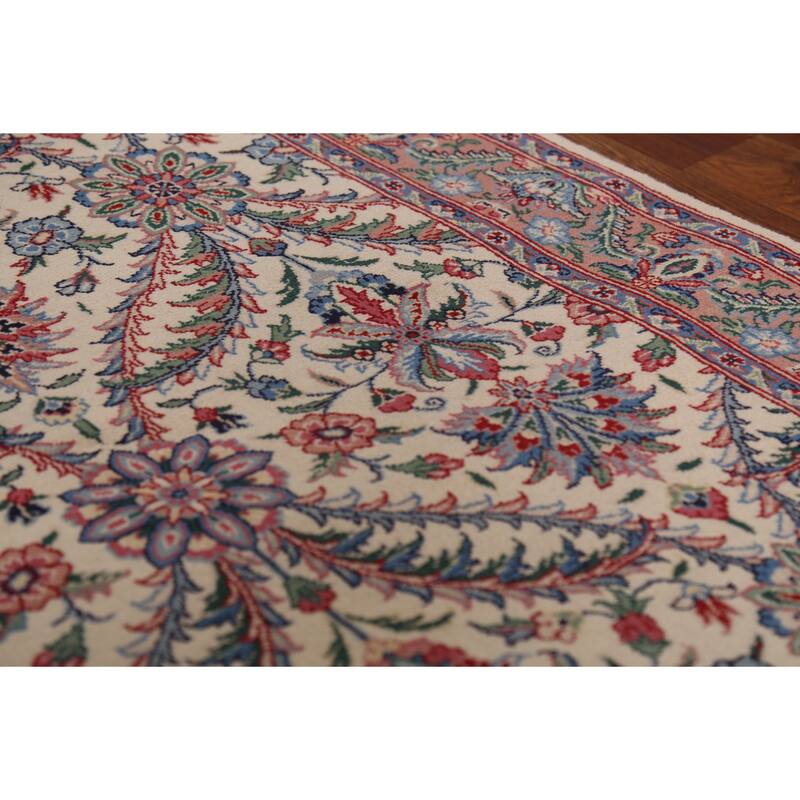 Ivory Floral Aubusson Foyer Rug Hand-Knotted Wool Carpet - 3'1"x 5'0"