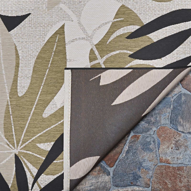 Gelato Corrie Leaf Brown-Black Indoor/Outdoor Area Rug